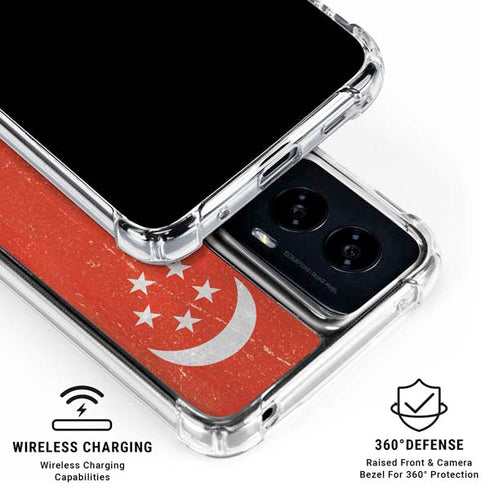 Singapore Flag Distressed Moto G Power 5G (2024) Clear Case