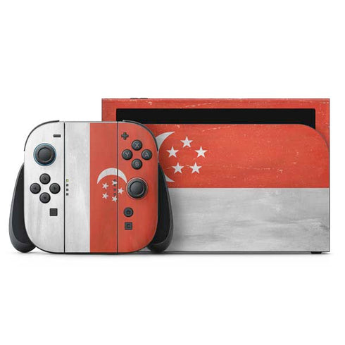 Singapore Flag Distressed Nintendo Skins