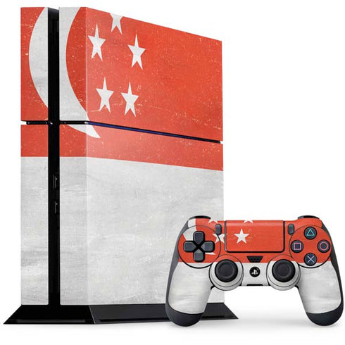 Singapore Flag Distressed PlayStation PS4 Skins