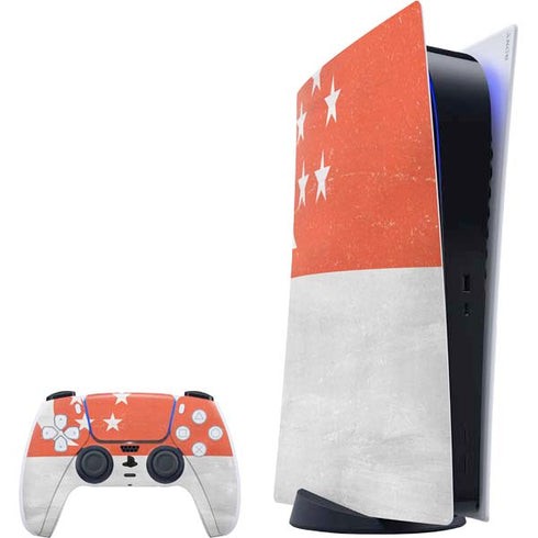 Singapore Flag Distressed PlayStation PS5 Skins