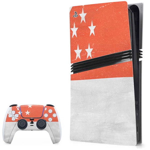 Singapore Flag Distressed PS5 Pro Bundle Skin