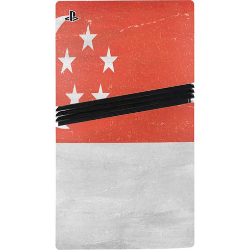 Singapore Flag Distressed PS5 Pro Disk Bundle Skin
