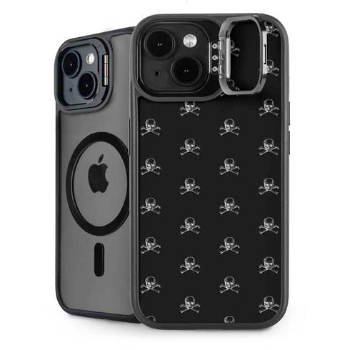 Alchemy Skull and Crossbone Pattern iPhone 15 Plus Kickstand Case