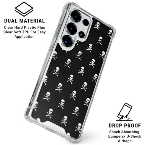 Skull and Crossbones (white) Galaxy S25 Ultra Clear Case