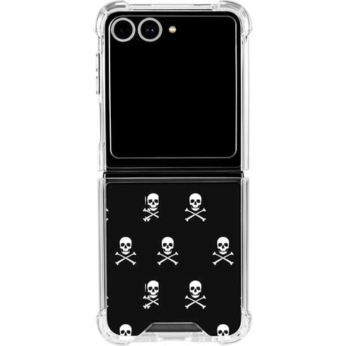 Skull and Crossbones (white) Galaxy Z Flip7 Clear Case
