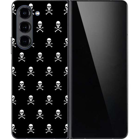 Skull and Crossbones (white) Galaxy Z Fold5 5G Skin