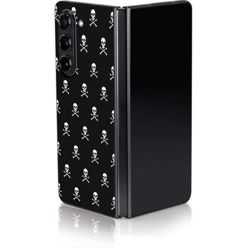 Skull and Crossbones (white) Galaxy Z Fold5 5G Skin