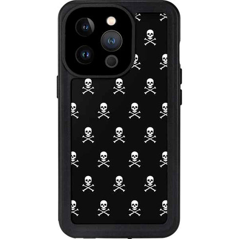 Skull and Crossbones (white) iPhone 15 Pro Waterproof Case