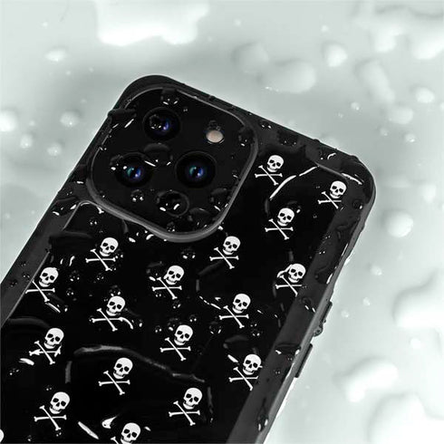 Skull and Crossbones (white) iPhone 15 Pro Waterproof Case