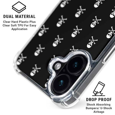 Skull and Crossbones (white) iPhone 16 Clear Case
