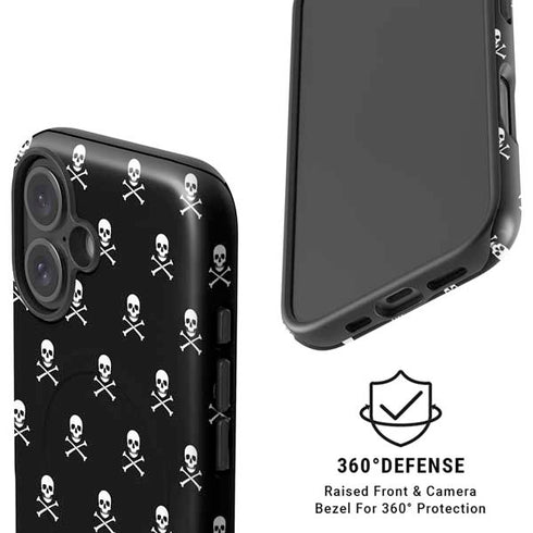 Skull and Crossbones (white) iPhone 16 Magsafe Impact Case