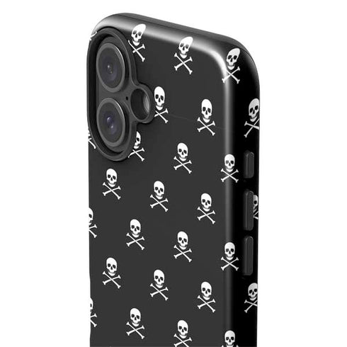 Skull and Crossbones (white) iPhone 16 Plus Impact Case