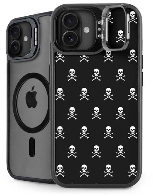 Skull and Crossbones (white) iPhone 16 Plus Kickstand Case