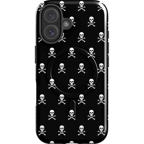 Skull and Crossbones (white) iPhone 16 Plus Magsafe Impact Case