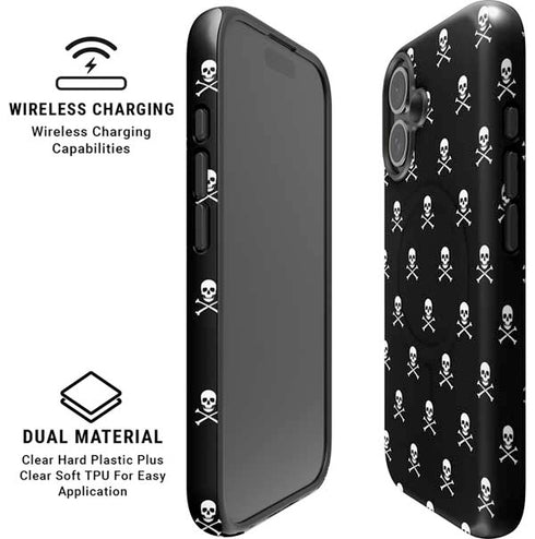 Skull and Crossbones (white) iPhone 16 Plus Magsafe Impact Case