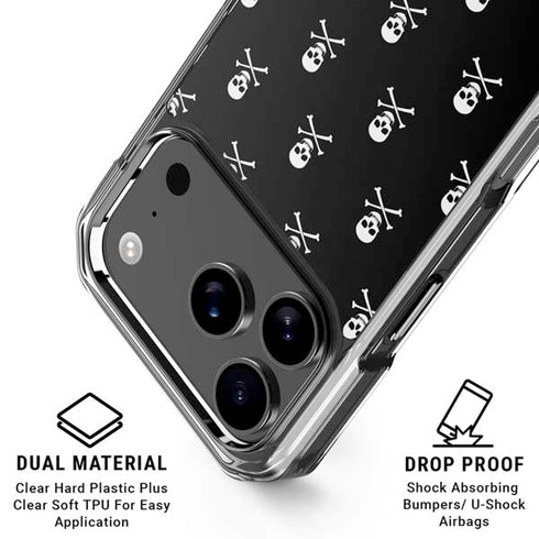Skull and Crossbones (white) iPhone 17 Pro Clear Case