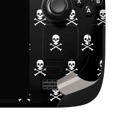Skull and Crossbones (white) Steam Deck Handheld Gaming Computer OLED Skin
