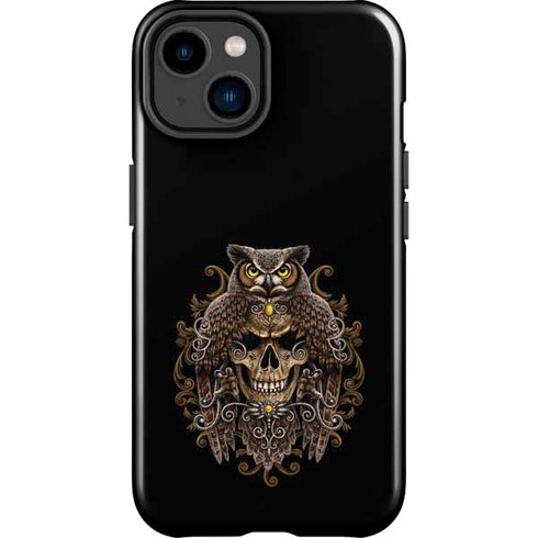 Skull and Owl by Sarah Richter iPhone 15 Impact Case