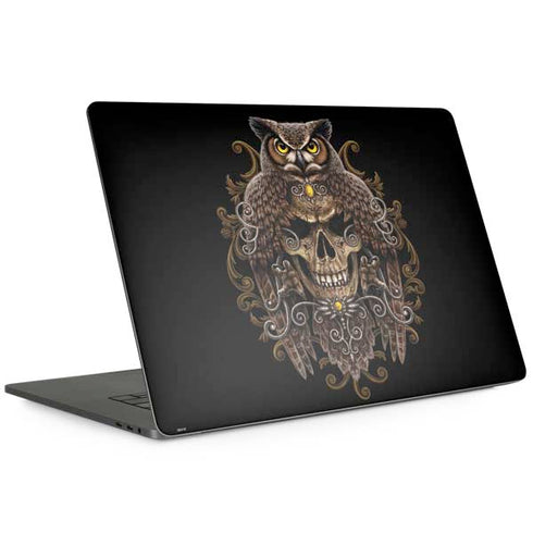 Skull and Owl by Sarah Richter MacBook Skins