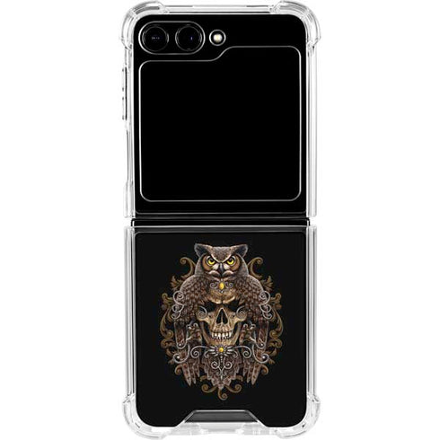 Skull and Owl by Sarah Richter Galaxy Z Flip6 Clear Case