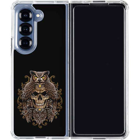 Skull and Owl by Sarah Richter Galaxy Z Fold6 Clear Case