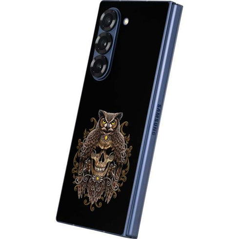 Skull and Owl by Sarah Richter Galaxy Z Fold6 Skin