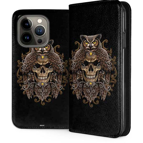 Skull and Owl by Sarah Richter iPhone 13 Pro Folio Case