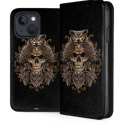 Skull and Owl by Sarah Richter iPhone 14 Folio Case