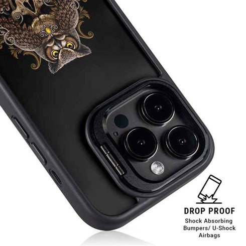 Skull and Owl by Sarah Richter iPhone 14 Pro Max Kickstand Case