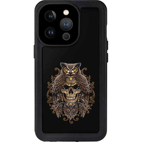 Skull and Owl by Sarah Richter iPhone 15 Pro Waterproof Case
