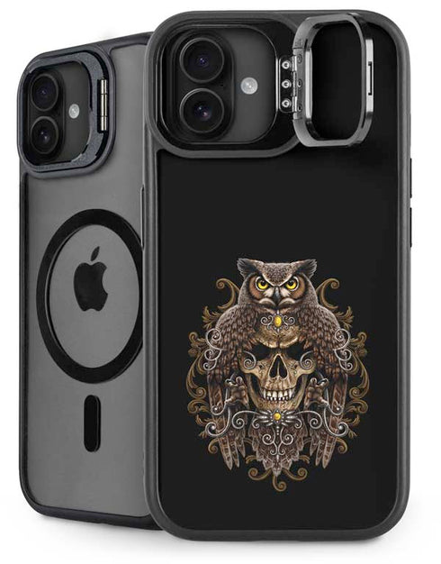 Skull and Owl by Sarah Richter iPhone 16 Plus Kickstand Case