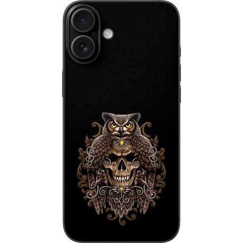 Skull and Owl by Sarah Richter iPhone 16 Plus Skin