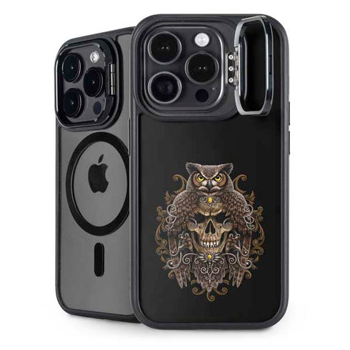 Skull and Owl by Sarah Richter iPhone 16 Pro Max Kickstand Case