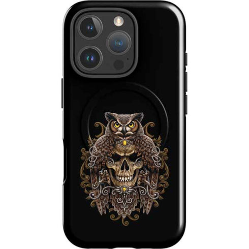 Skull and Owl by Sarah Richter iPhone 16 Pro Max Magsafe Impact Case