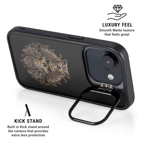 Skull and Owl by Sarah Richter iPhone 16e Kickstand Case