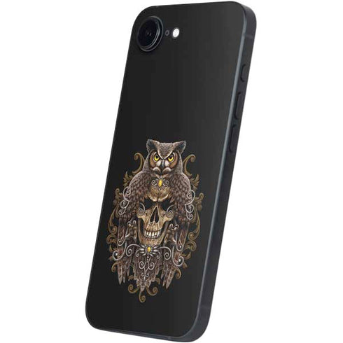 Skull and Owl by Sarah Richter iPhone 16e Skin