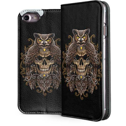 Skull and Owl by Sarah Richter iPhone 7 Folio Case