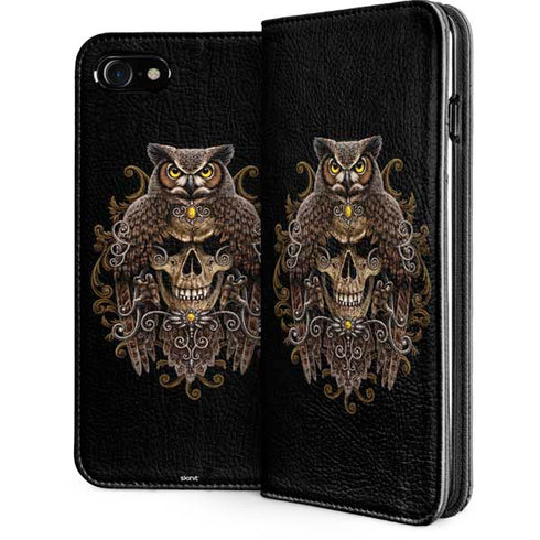 Skull and Owl by Sarah Richter iPhone SE (2nd & 3rd Gen) Folio Case