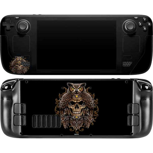 Skull and Owl by Sarah Richter Steam Deck Handheld Gaming Computer OLED Skin
