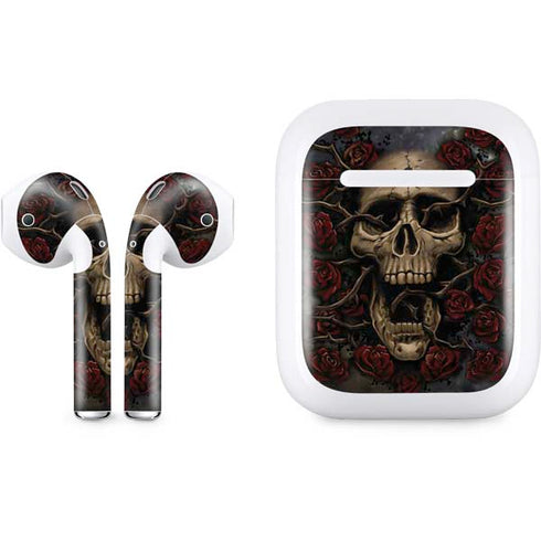 Liquid Blue Skull Entwined with Roses Apple AirPods Skin