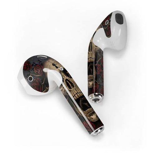 Liquid Blue Skull Entwined with Roses Apple AirPods Skin