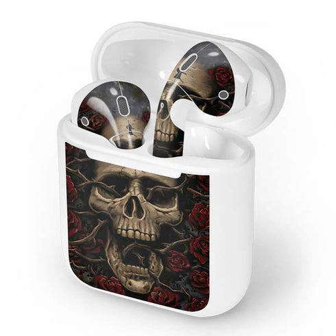 Liquid Blue Skull Entwined with Roses Apple AirPods Skin