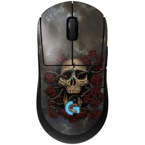 Liquid Blue Skull Entwined with Roses G Pro Wireless Gaming Mouse Skin