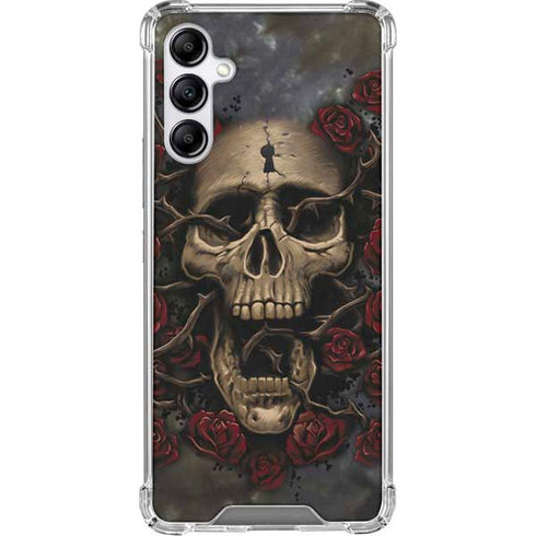 Liquid Blue Skull Entwined with Roses Gabb Phone 4 Clear Case