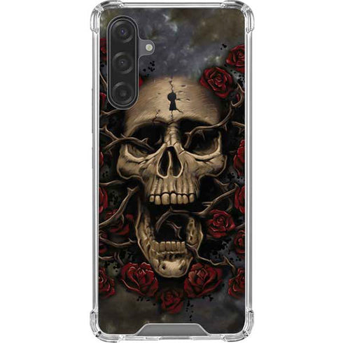 Liquid Blue Skull Entwined with Roses Galaxy A17 Clear Case