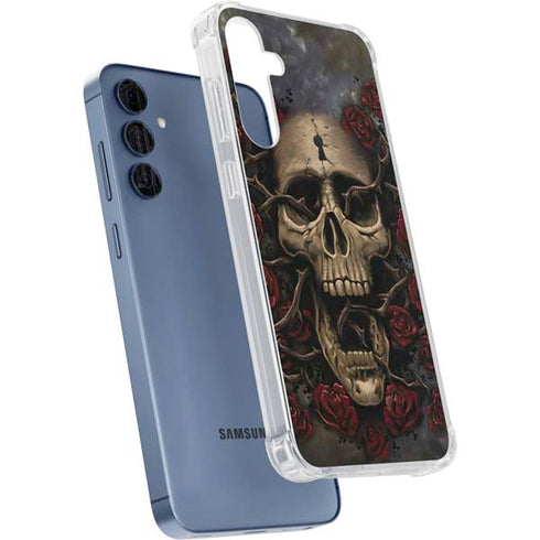 Liquid Blue Skull Entwined with Roses Galaxy A35 5G Clear Case