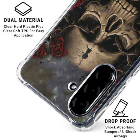 Liquid Blue Skull Entwined with Roses Galaxy A36 5G Clear Case