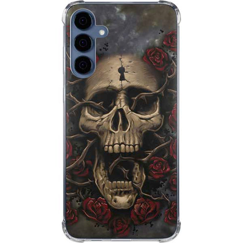 Liquid Blue Skull Entwined with Roses Galaxy A55 5G Clear Case
