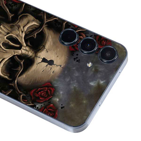 Liquid Blue Skull Entwined with Roses Galaxy A55 5G Skin