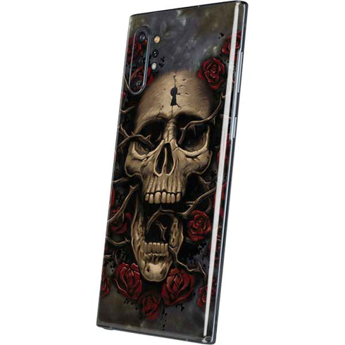 Liquid Blue Skull Entwined with Roses Galaxy Note 10 Plus Skin